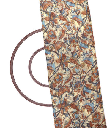 blue kalamkari print kota doria fabric